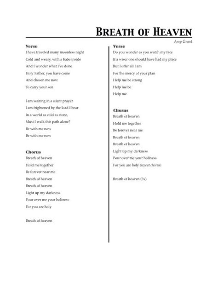 Breath Of Heaven Lyrics: Find Solace And Inspiration